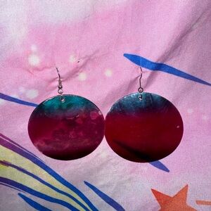 pretty blue and pink circled earrings